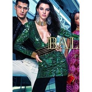 balmain green sequin dress Balmain x H&M Green Sequin Mini Dress & Belt